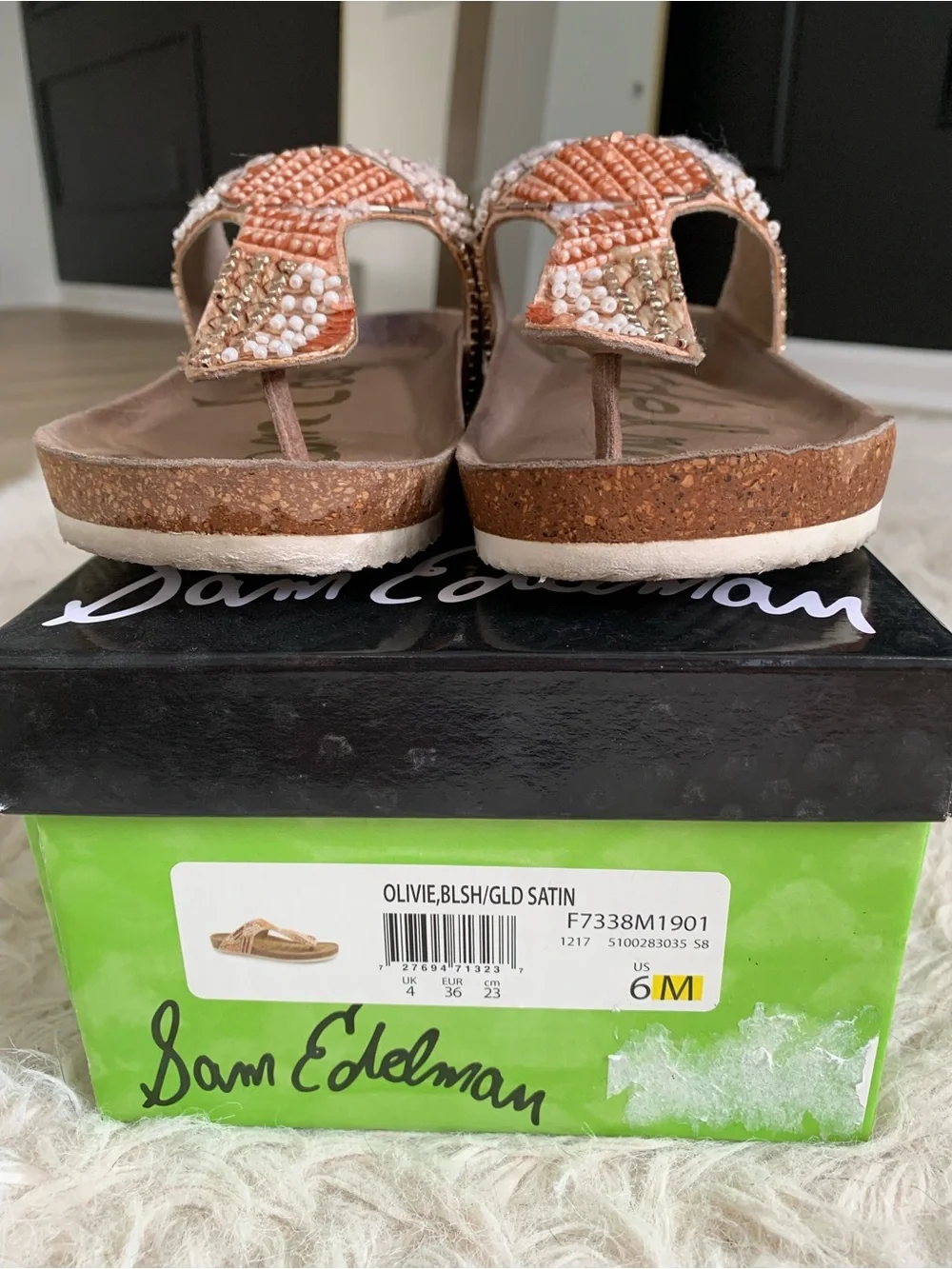 Sam Edelman Olivie Peach Beaded Sandals